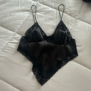 Nasty gal satin bandana top with lace detail